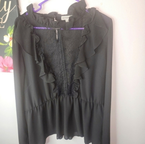 🍂🍁NWOT ASOS ALICE&YOU 20USHigh Neck Smock Top With Lace Insert - Picture 3 of 5